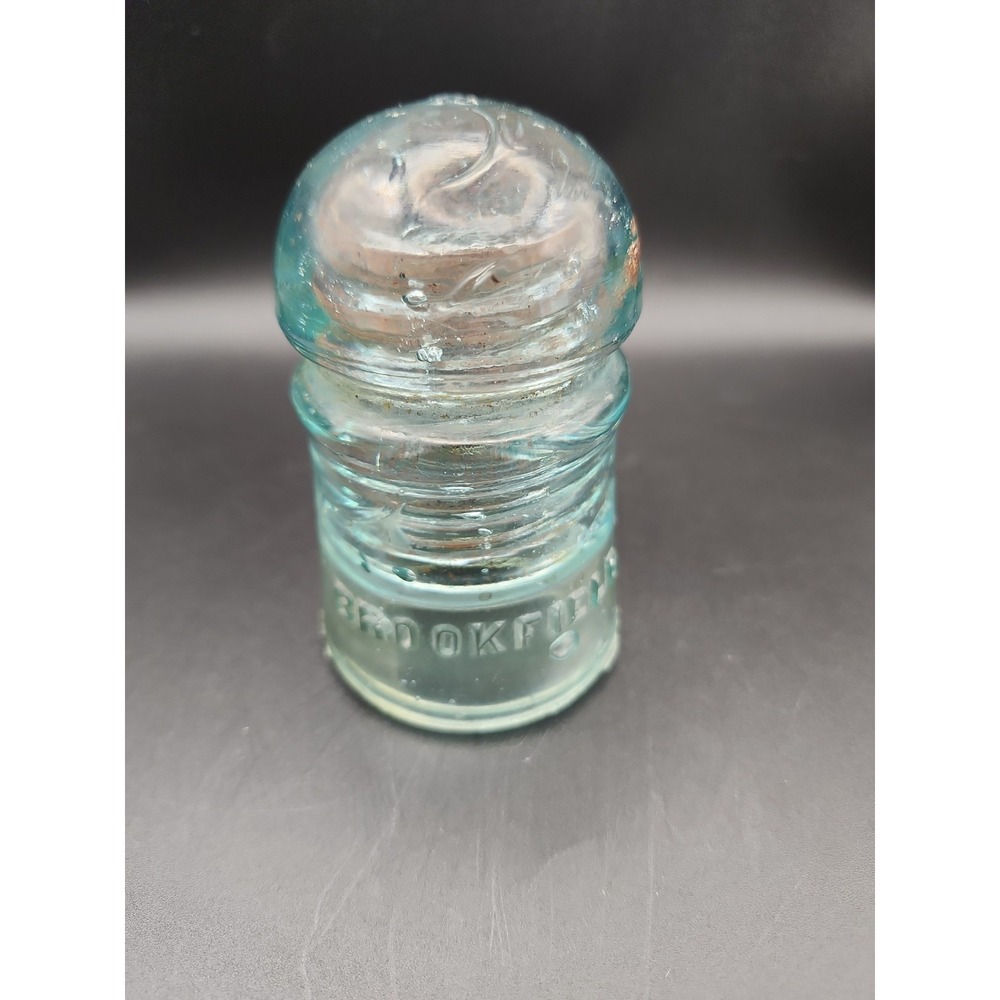 Vintage Brookfield Small "Pony" Insulator Aqua. Made In New York USA Glass